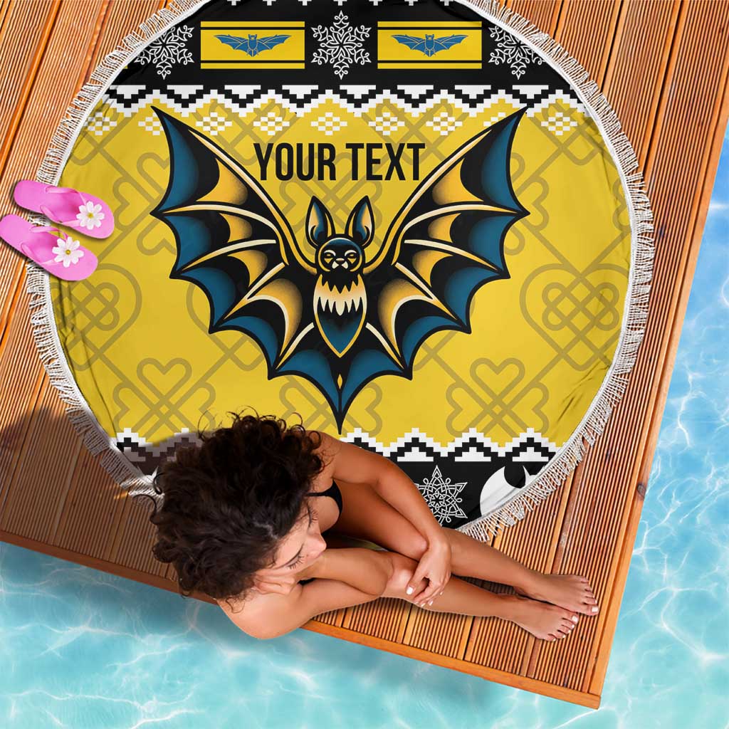 Personalized Brecknockshire Wales Christmas Beach Blanket Welsh Celtic Bat Design - Wonder Print Shop