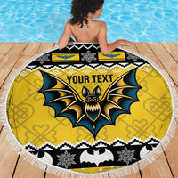 Personalized Brecknockshire Wales Christmas Beach Blanket Welsh Celtic Bat Design - Wonder Print Shop