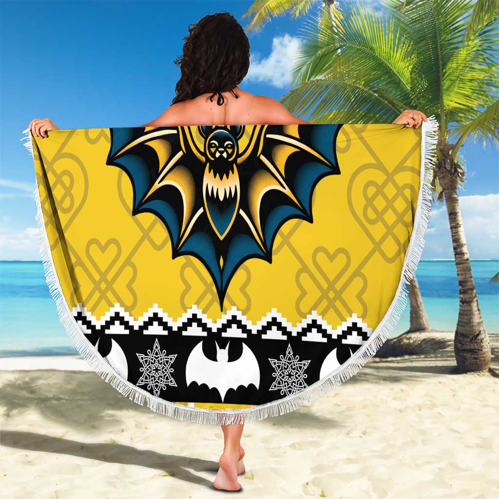 Personalized Brecknockshire Wales Christmas Beach Blanket Welsh Celtic Bat Design - Wonder Print Shop