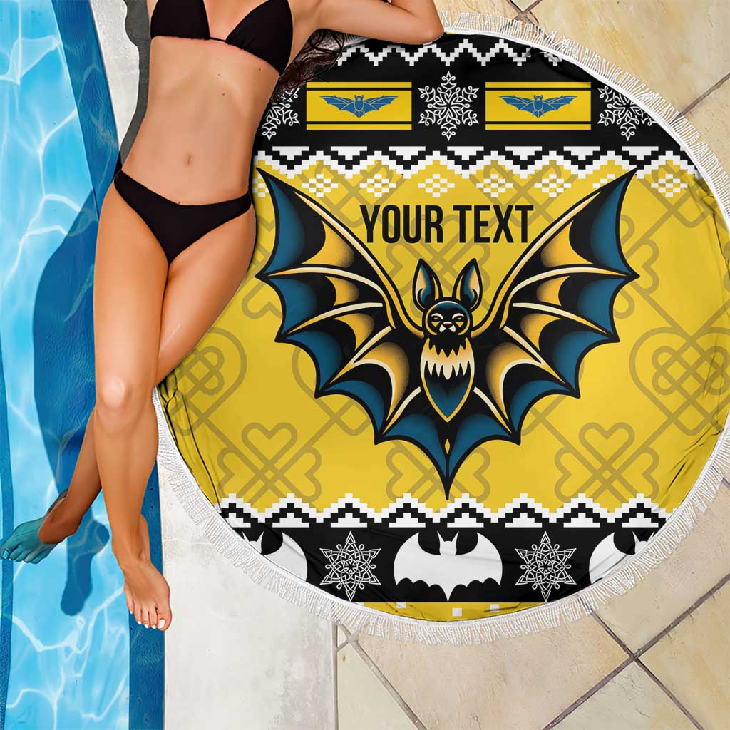 Personalized Brecknockshire Wales Christmas Beach Blanket Welsh Celtic Bat Design - Wonder Print Shop