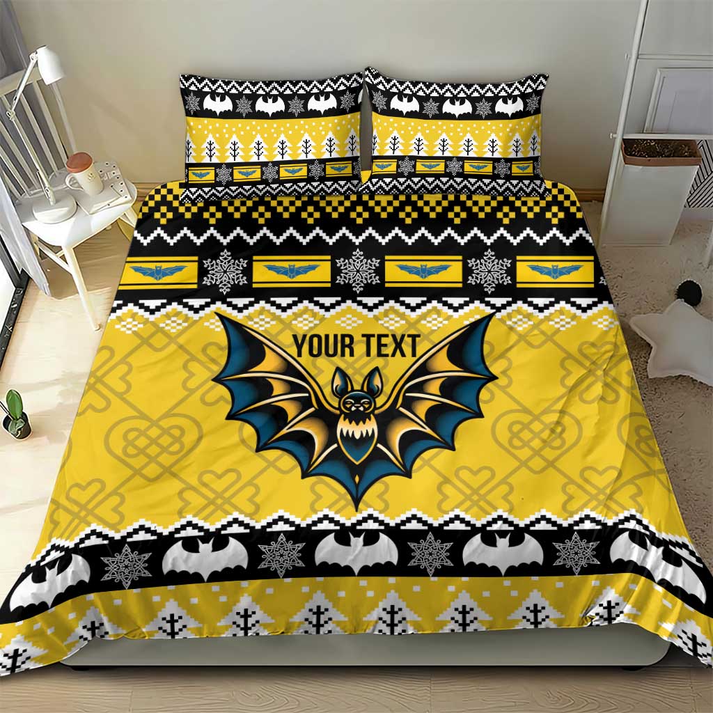 Personalized Brecknockshire Wales Christmas Bedding Set Welsh Celtic Bat Design - Wonder Print Shop