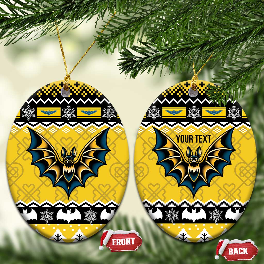 Personalized Brecknockshire Wales Christmas Ceramic Ornament Welsh Celtic Bat Design - Wonder Print Shop