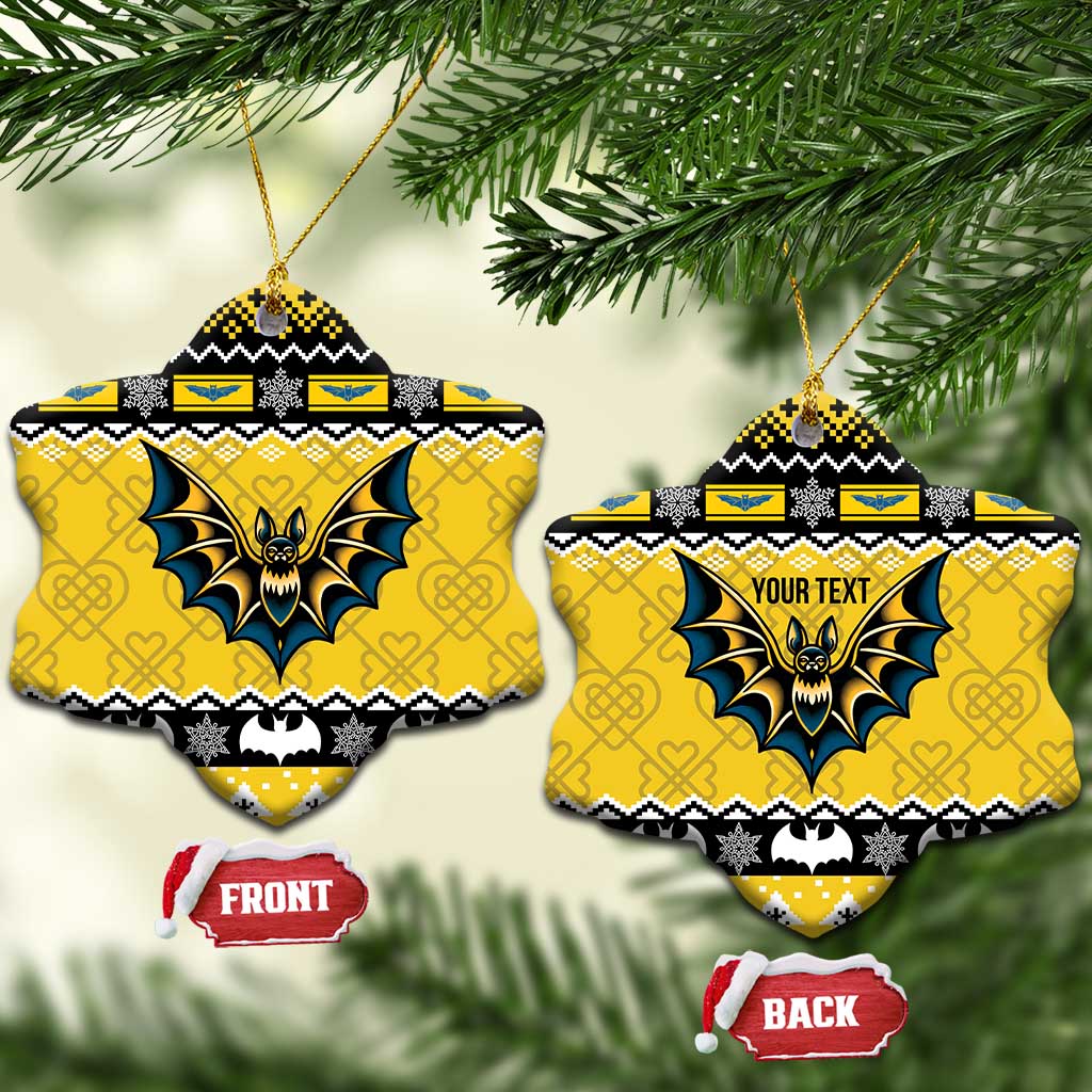 Personalized Brecknockshire Wales Christmas Ceramic Ornament Welsh Celtic Bat Design - Wonder Print Shop