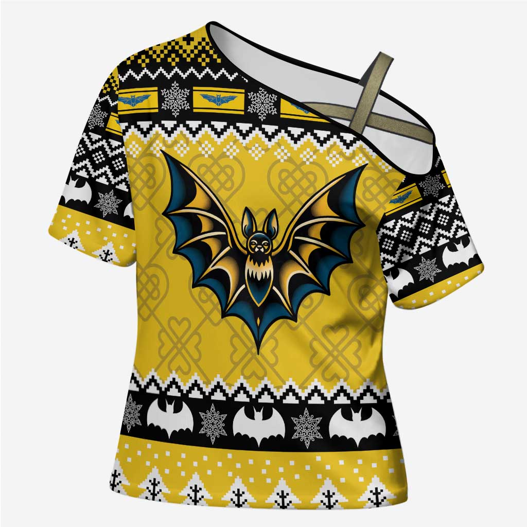 Personalized Brecknockshire Wales Christmas Cross Shoulder Shirt Welsh Celtic Bat Design - Wonder Print Shop