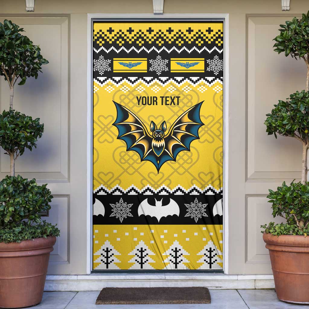 Personalized Brecknockshire Wales Christmas Door Cover Welsh Celtic Bat Design - Wonder Print Shop