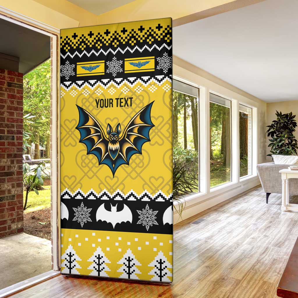 Personalized Brecknockshire Wales Christmas Door Cover Welsh Celtic Bat Design - Wonder Print Shop