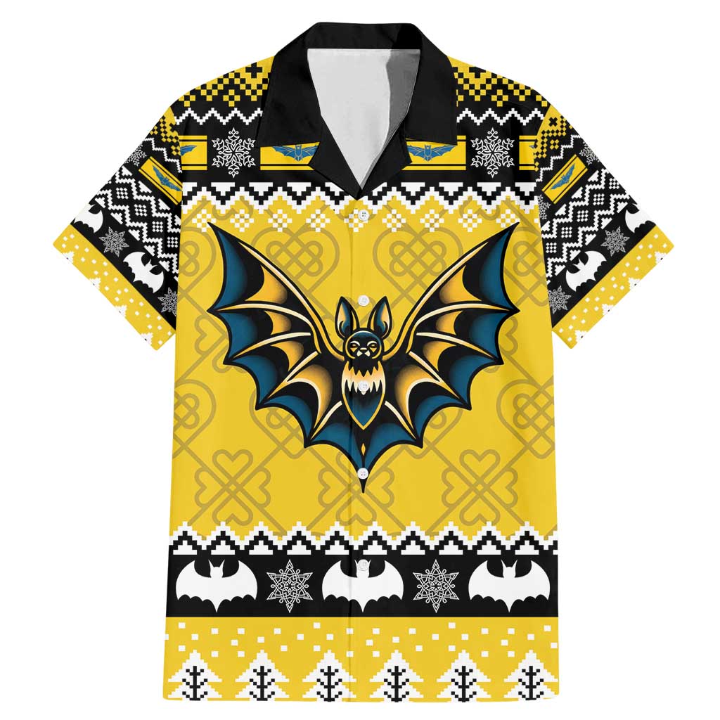 Personalized Brecknockshire Wales Christmas Family Matching Mermaid Dress and Hawaiian Shirt Welsh Celtic Bat Design - Wonder Print Shop