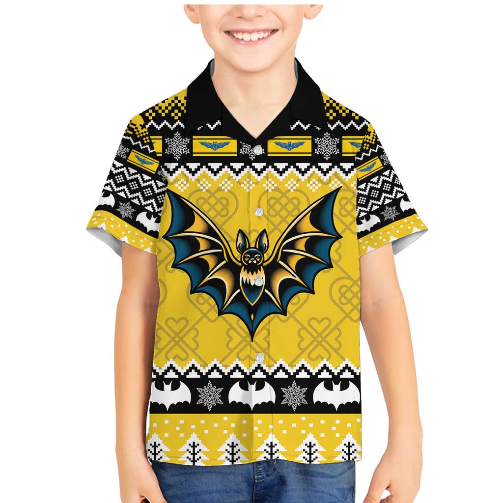 Personalized Brecknockshire Wales Christmas Family Matching Mermaid Dress and Hawaiian Shirt Welsh Celtic Bat Design - Wonder Print Shop