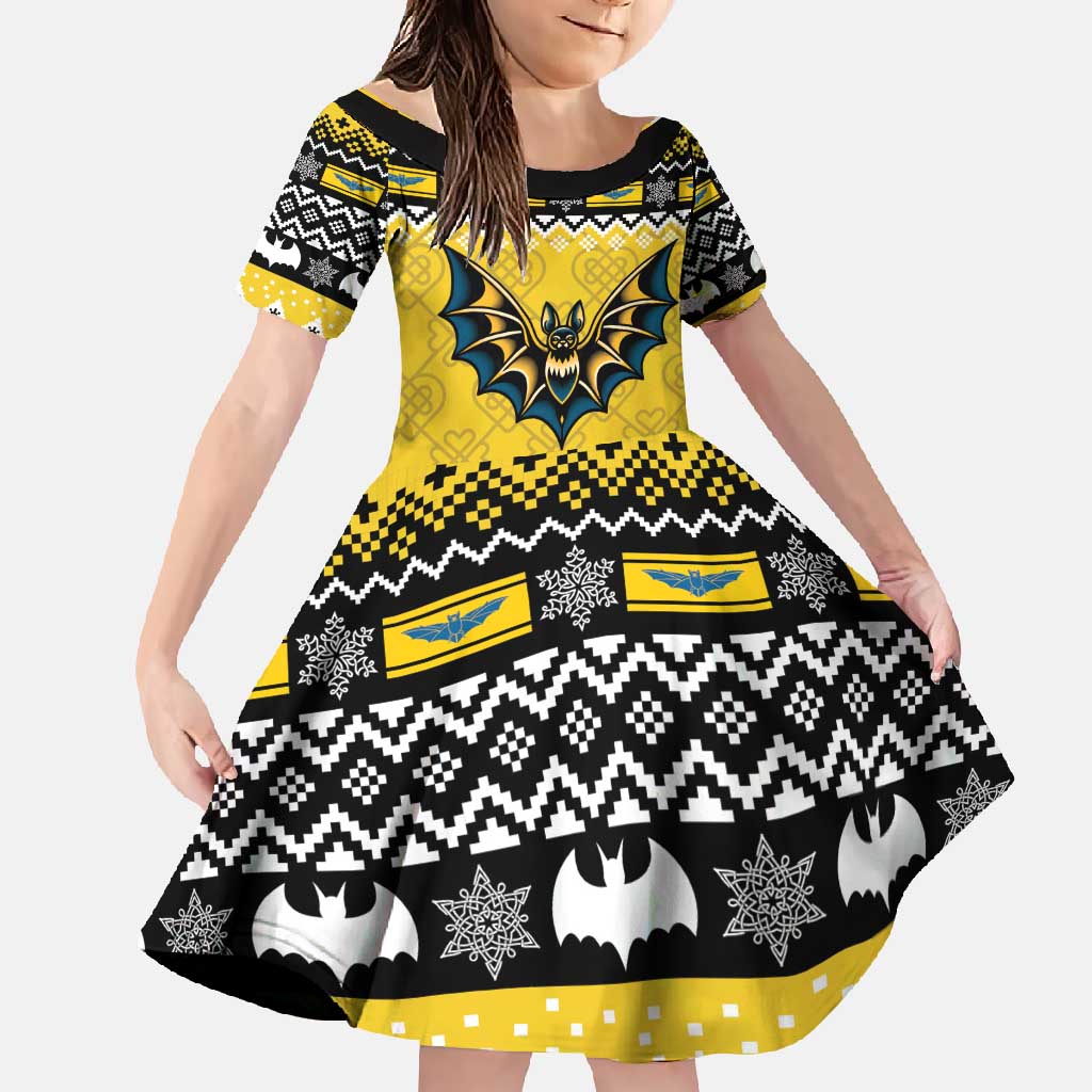 Personalized Brecknockshire Wales Christmas Family Matching Off Shoulder Maxi Dress and Hawaiian Shirt Welsh Celtic Bat Design - Wonder Print Shop