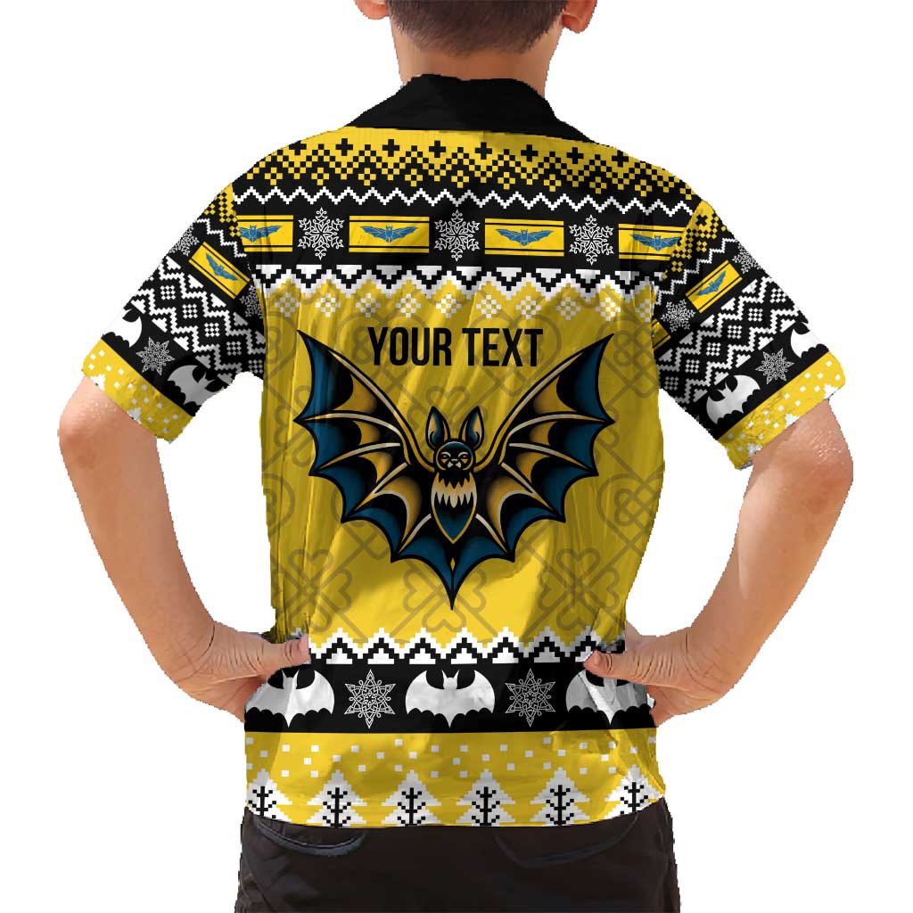 Personalized Brecknockshire Wales Christmas Family Matching Off Shoulder Short Dress and Hawaiian Shirt Welsh Celtic Bat Design - Wonder Print Shop