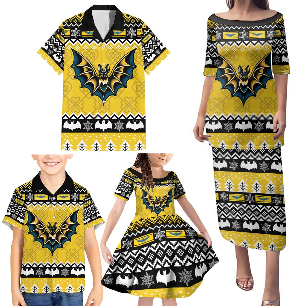 Personalized Brecknockshire Wales Christmas Family Matching Puletasi and Hawaiian Shirt Welsh Celtic Bat Design - Wonder Print Shop