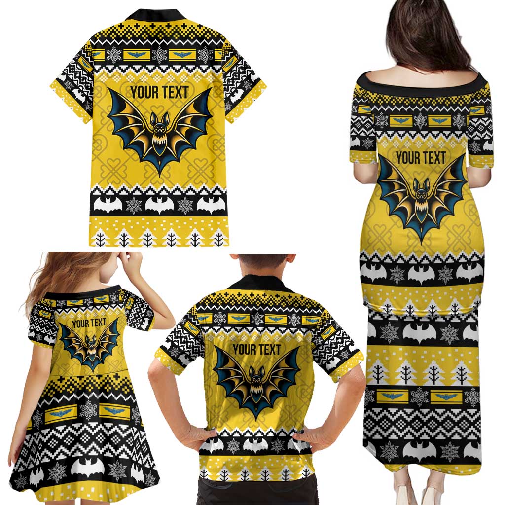 Personalized Brecknockshire Wales Christmas Family Matching Puletasi and Hawaiian Shirt Welsh Celtic Bat Design - Wonder Print Shop