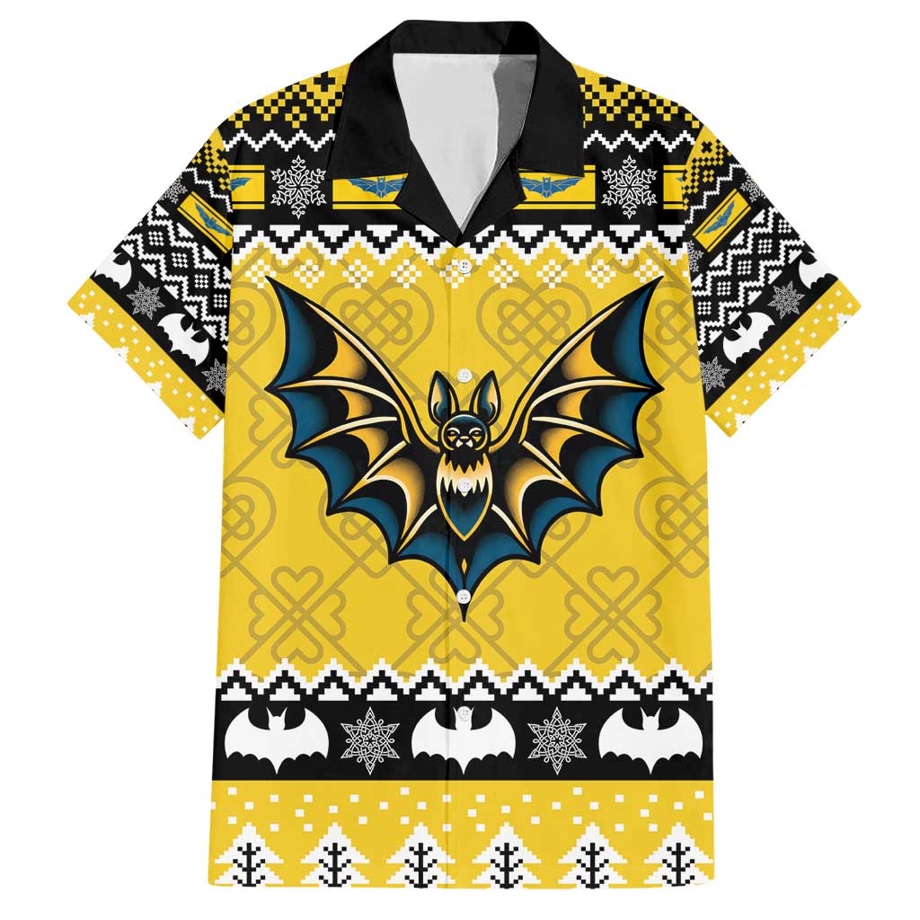 Personalized Brecknockshire Wales Christmas Family Matching Short Sleeve Bodycon Dress and Hawaiian Shirt Welsh Celtic Bat Design - Wonder Print Shop