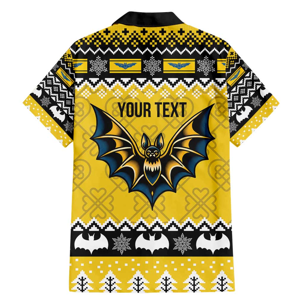 Personalized Brecknockshire Wales Christmas Family Matching Short Sleeve Bodycon Dress and Hawaiian Shirt Welsh Celtic Bat Design - Wonder Print Shop