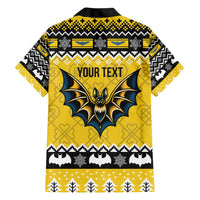 Personalized Brecknockshire Wales Christmas Family Matching Short Sleeve Bodycon Dress and Hawaiian Shirt Welsh Celtic Bat Design - Wonder Print Shop