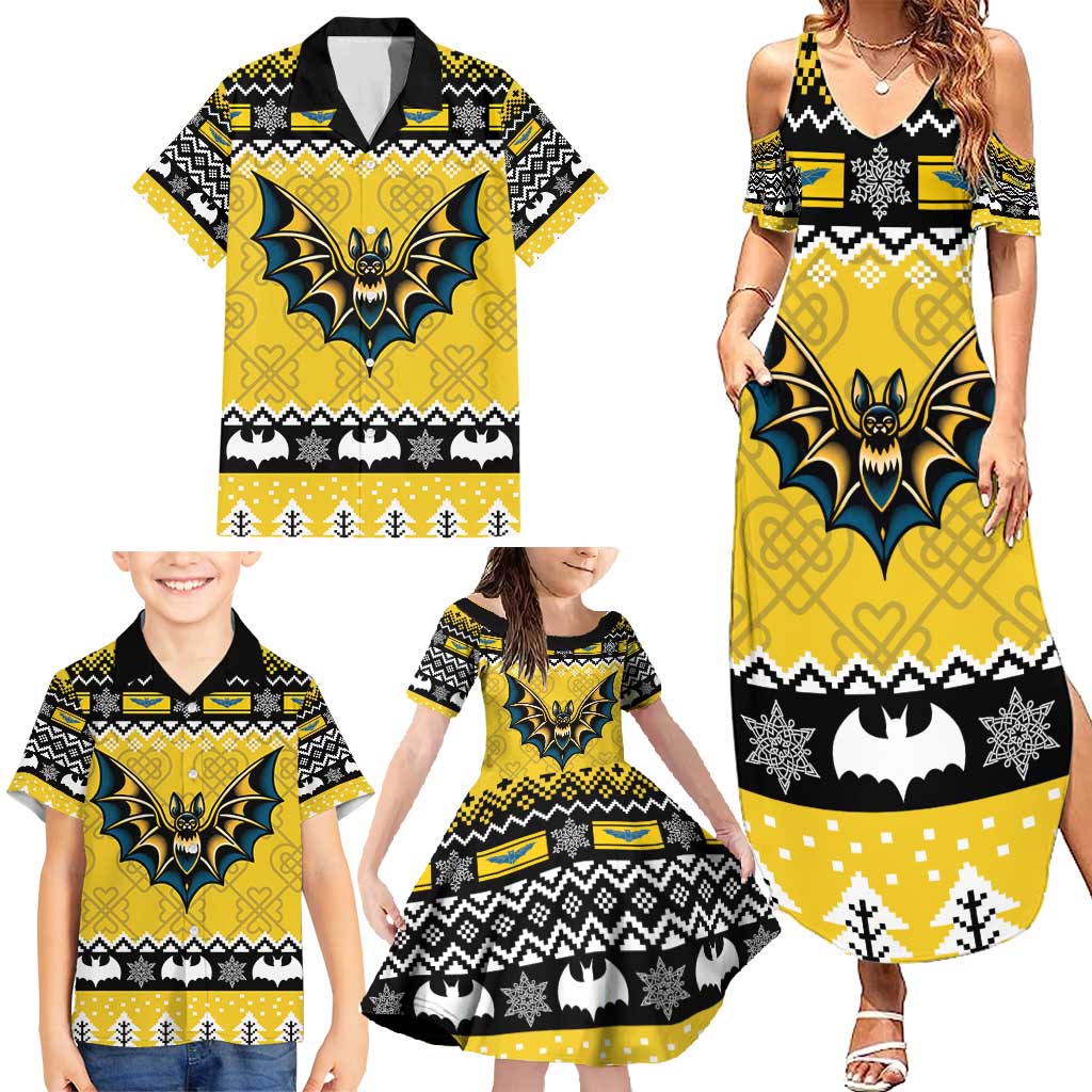 Personalized Brecknockshire Wales Christmas Family Matching Summer Maxi Dress and Hawaiian Shirt Welsh Celtic Bat Design - Wonder Print Shop