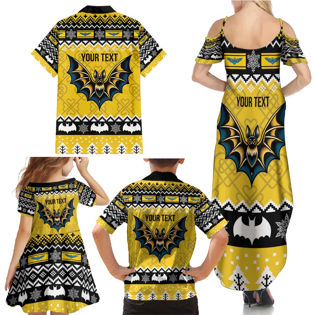 Personalized Brecknockshire Wales Christmas Family Matching Summer Maxi Dress and Hawaiian Shirt Welsh Celtic Bat Design - Wonder Print Shop