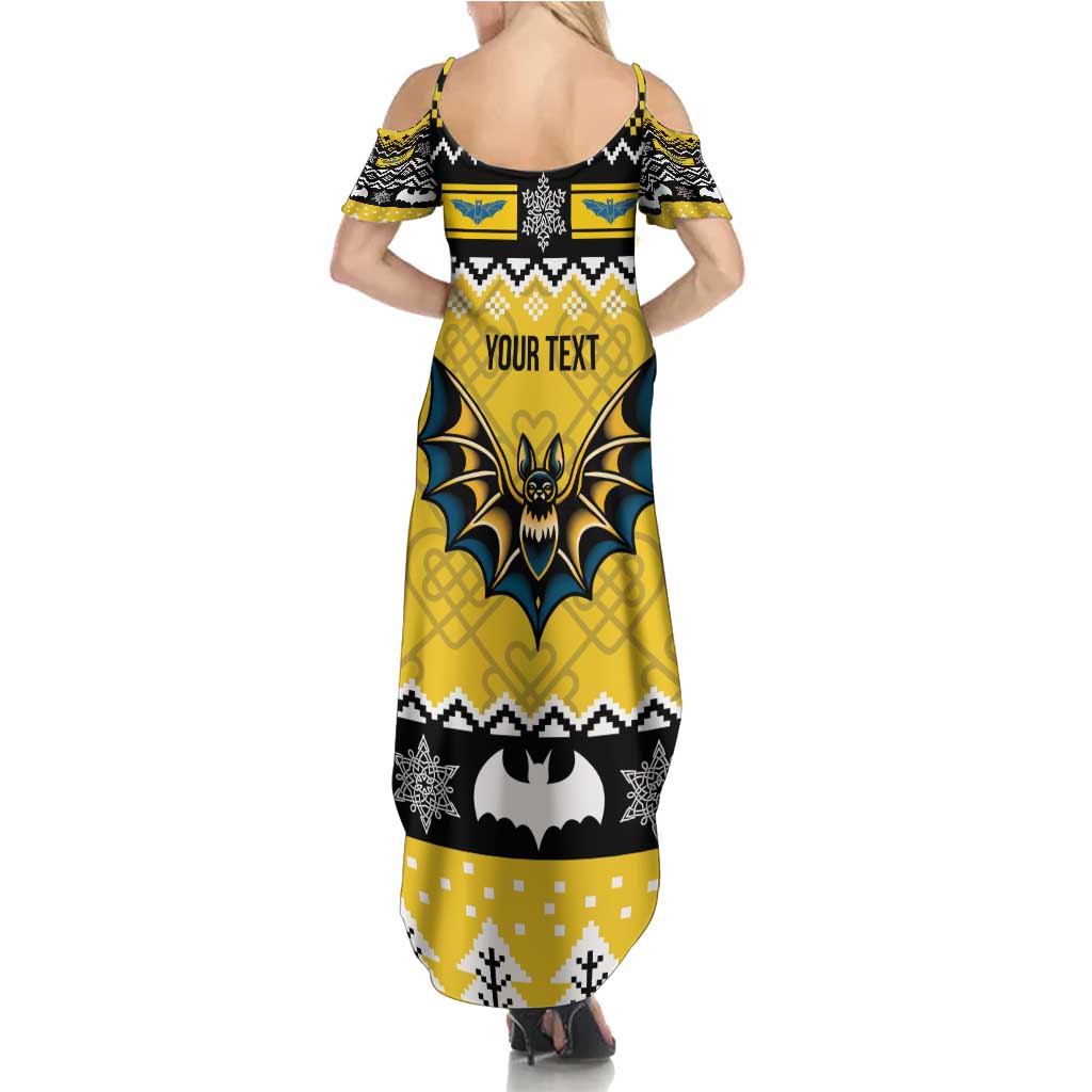 Personalized Brecknockshire Wales Christmas Family Matching Summer Maxi Dress and Hawaiian Shirt Welsh Celtic Bat Design - Wonder Print Shop