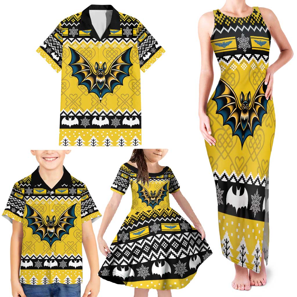 Personalized Brecknockshire Wales Christmas Family Matching Tank Maxi Dress and Hawaiian Shirt Welsh Celtic Bat Design - Wonder Print Shop