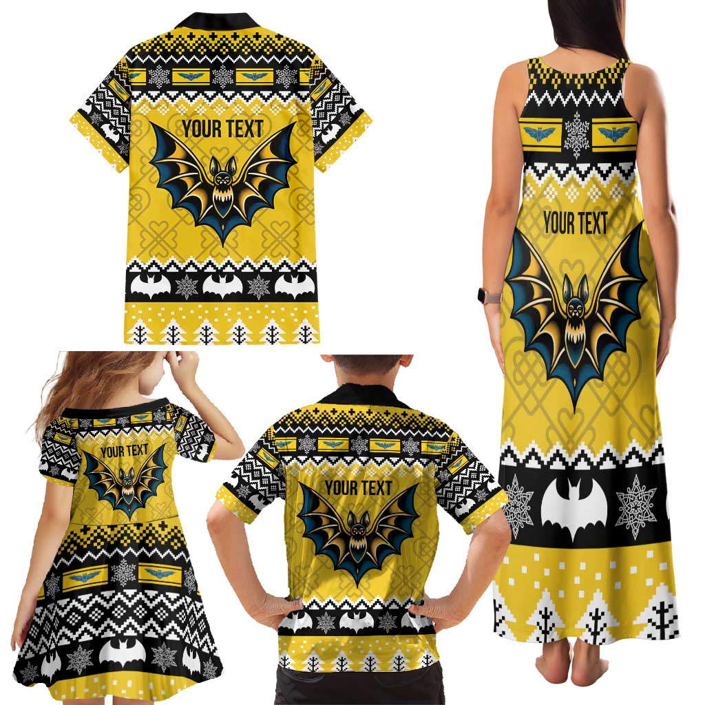 Personalized Brecknockshire Wales Christmas Family Matching Tank Maxi Dress and Hawaiian Shirt Welsh Celtic Bat Design - Wonder Print Shop