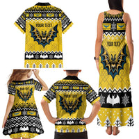 Personalized Brecknockshire Wales Christmas Family Matching Tank Maxi Dress and Hawaiian Shirt Welsh Celtic Bat Design - Wonder Print Shop