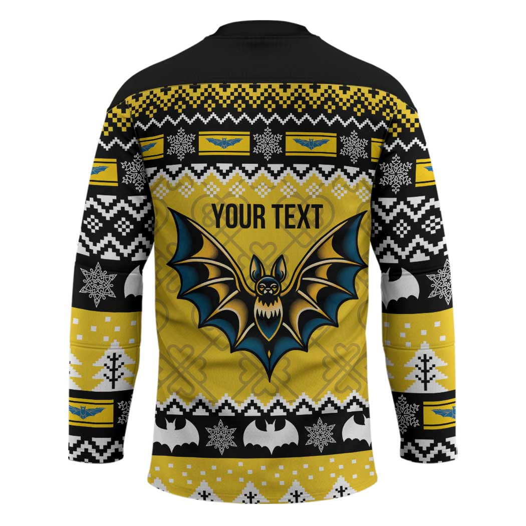 Personalized Brecknockshire Wales Christmas Hockey Jersey Welsh Celtic Bat Design - Wonder Print Shop