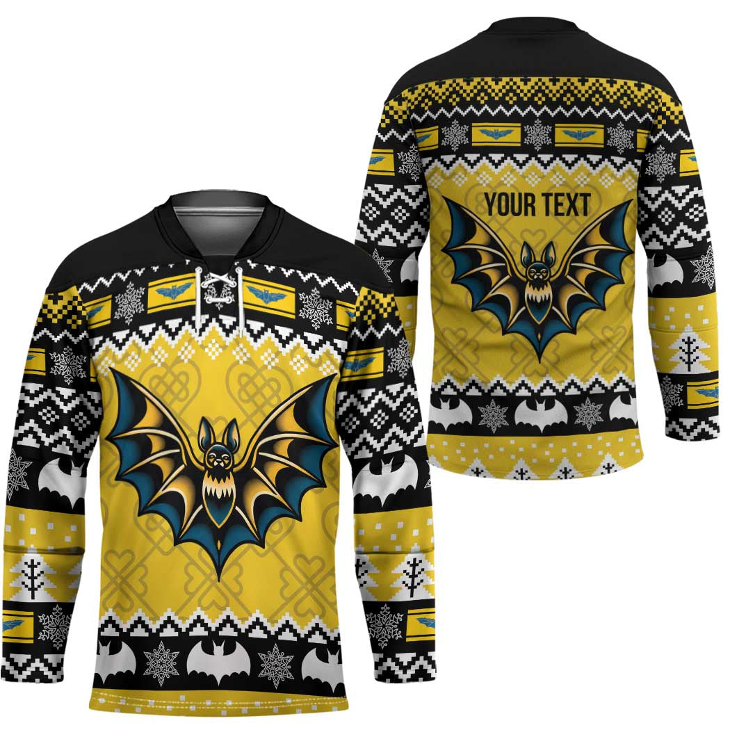 Personalized Brecknockshire Wales Christmas Hockey Jersey Welsh Celtic Bat Design - Wonder Print Shop