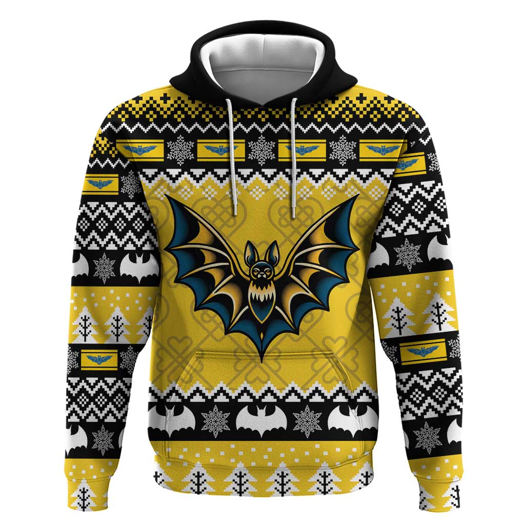 Personalized Brecknockshire Wales Christmas Hoodie Welsh Celtic Bat Design - Wonder Print Shop