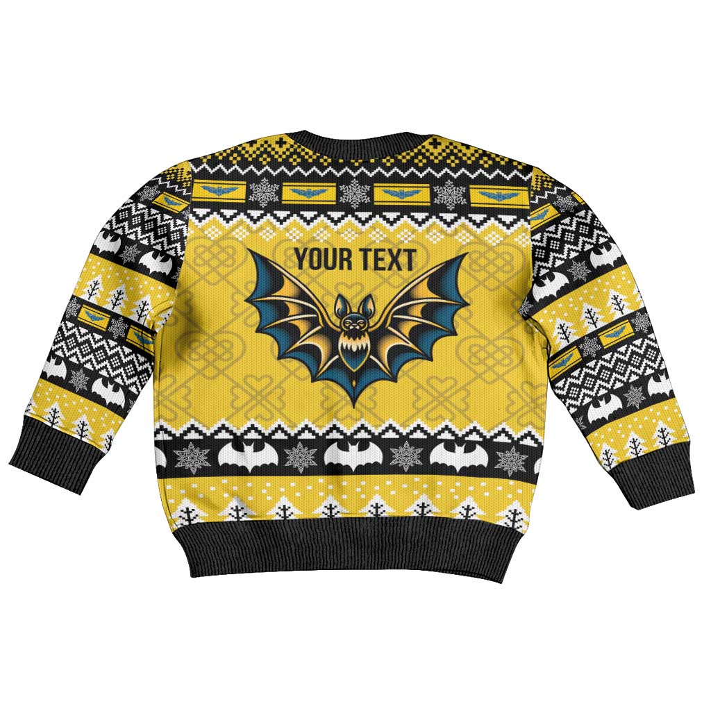 Personalized Brecknockshire Wales Christmas Kid Ugly Christmas Sweater Welsh Celtic Bat Design - Wonder Print Shop