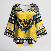 Personalized Brecknockshire Wales Christmas Kimono Sleeve Blouse Welsh Celtic Bat Design - Wonder Print Shop