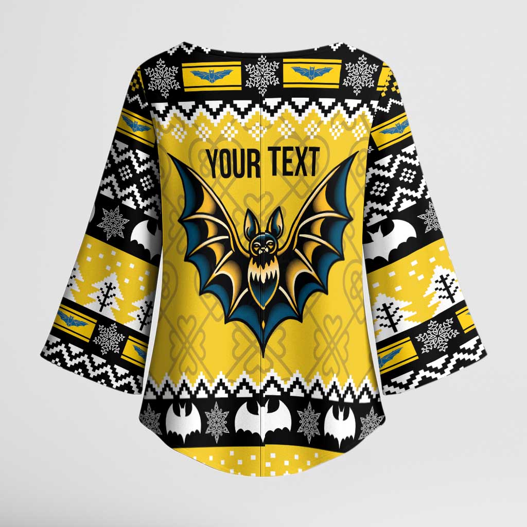 Personalized Brecknockshire Wales Christmas Kimono Sleeve Blouse Welsh Celtic Bat Design - Wonder Print Shop