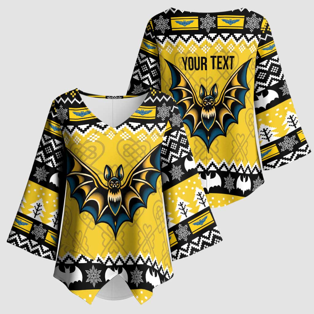 Personalized Brecknockshire Wales Christmas Kimono Sleeve Blouse Welsh Celtic Bat Design - Wonder Print Shop