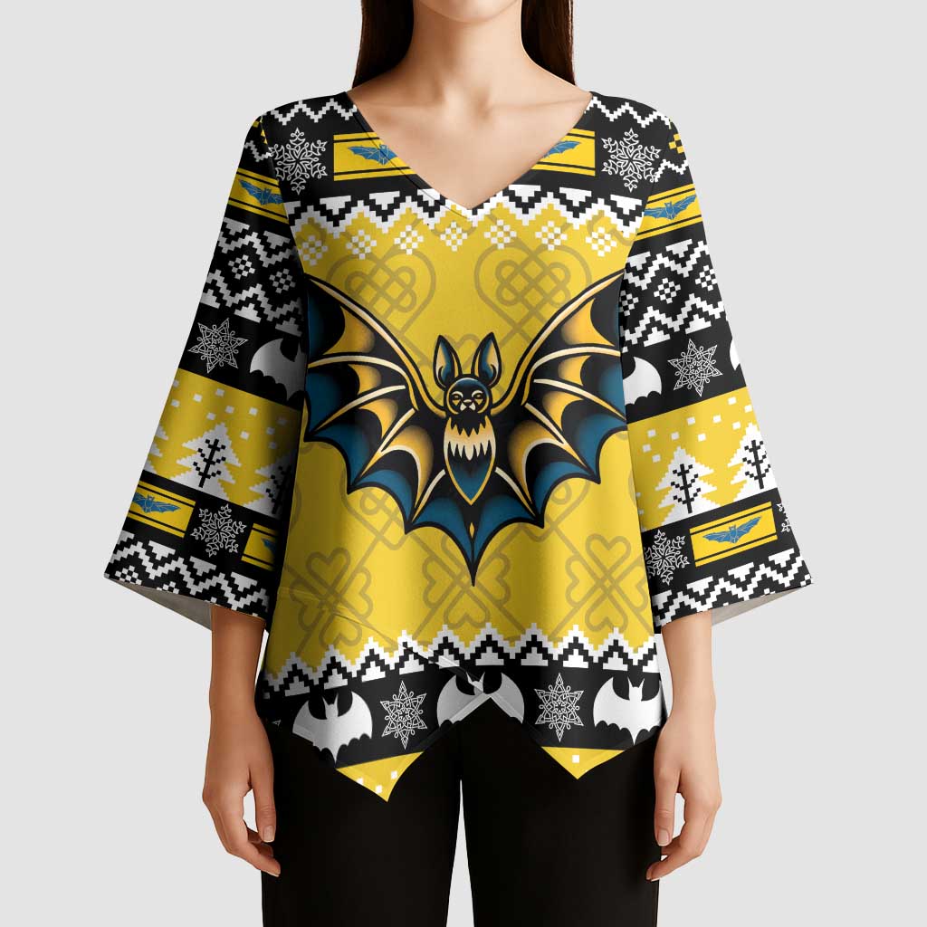 Personalized Brecknockshire Wales Christmas Kimono Sleeve Blouse Welsh Celtic Bat Design - Wonder Print Shop