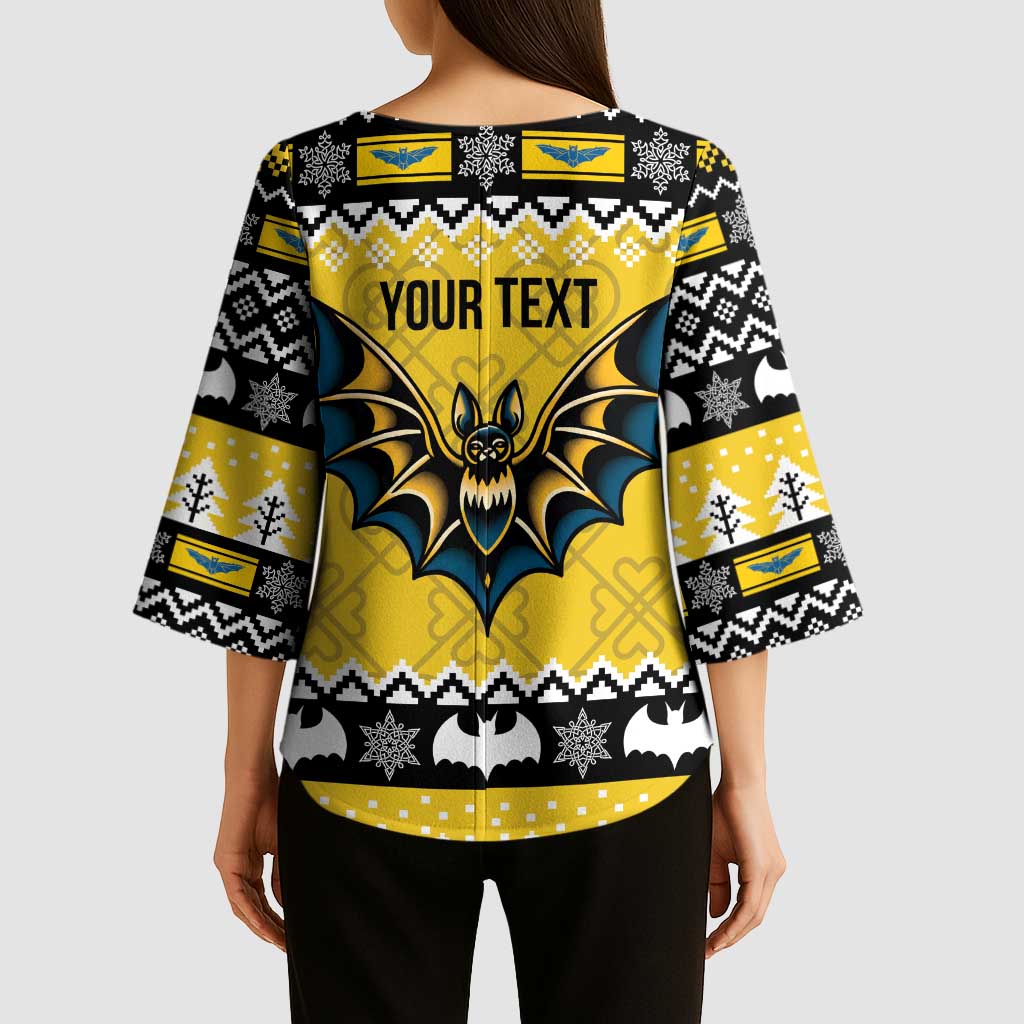 Personalized Brecknockshire Wales Christmas Kimono Sleeve Blouse Welsh Celtic Bat Design - Wonder Print Shop