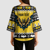 Personalized Brecknockshire Wales Christmas Kimono Sleeve Blouse Welsh Celtic Bat Design - Wonder Print Shop