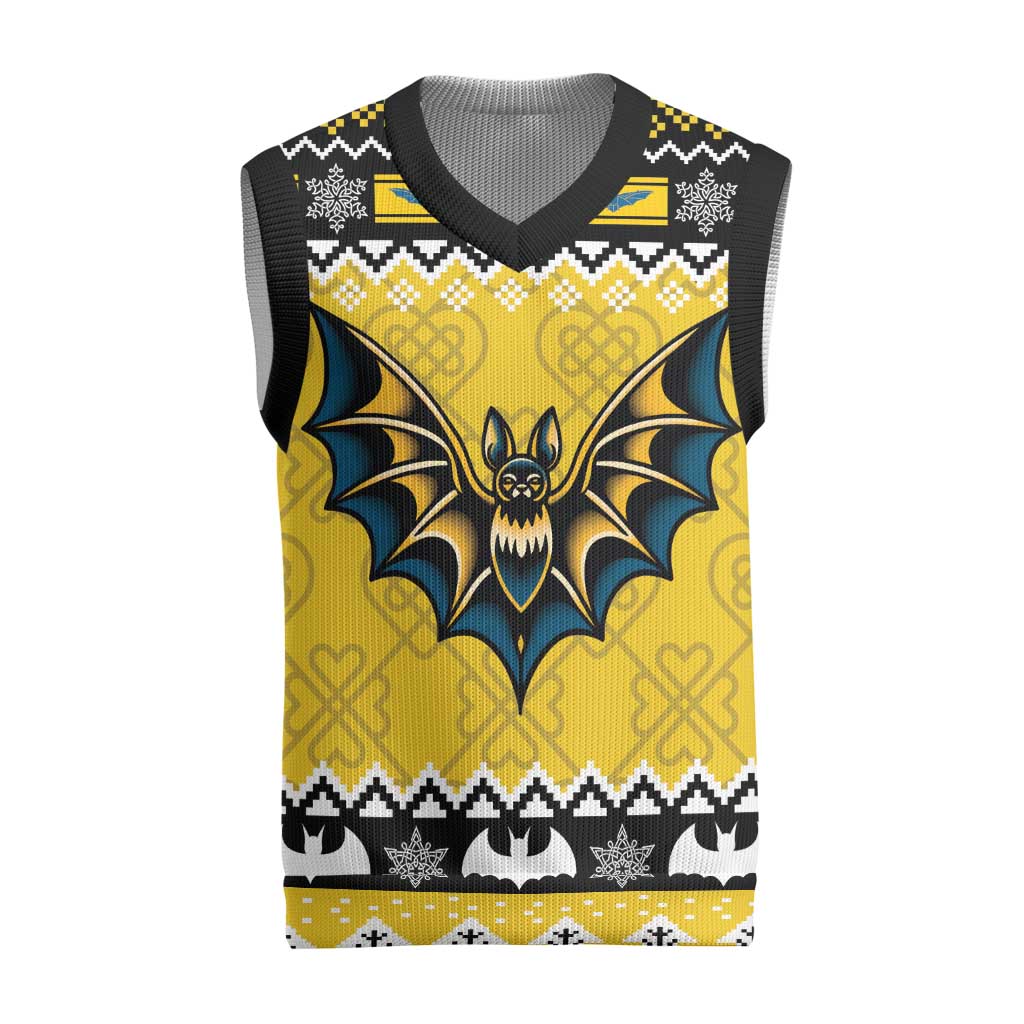 Personalized Brecknockshire Wales Christmas Knitted V-Neck Vest Welsh Celtic Bat Design - Wonder Print Shop