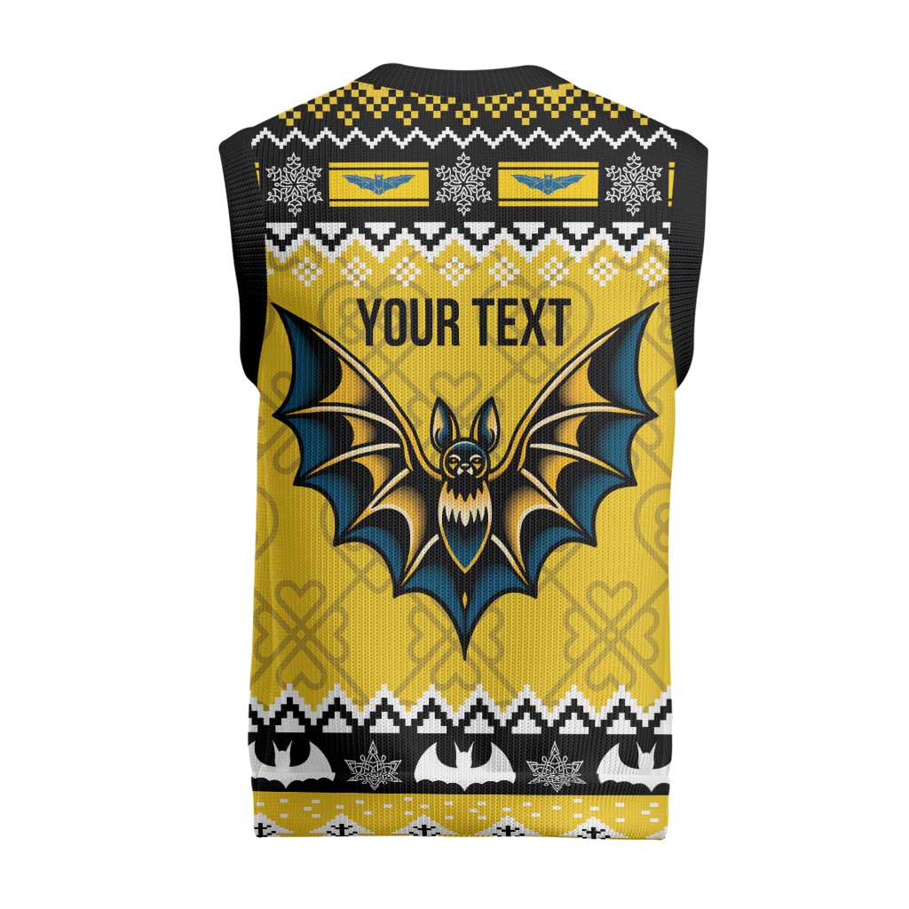 Personalized Brecknockshire Wales Christmas Knitted V-Neck Vest Welsh Celtic Bat Design - Wonder Print Shop