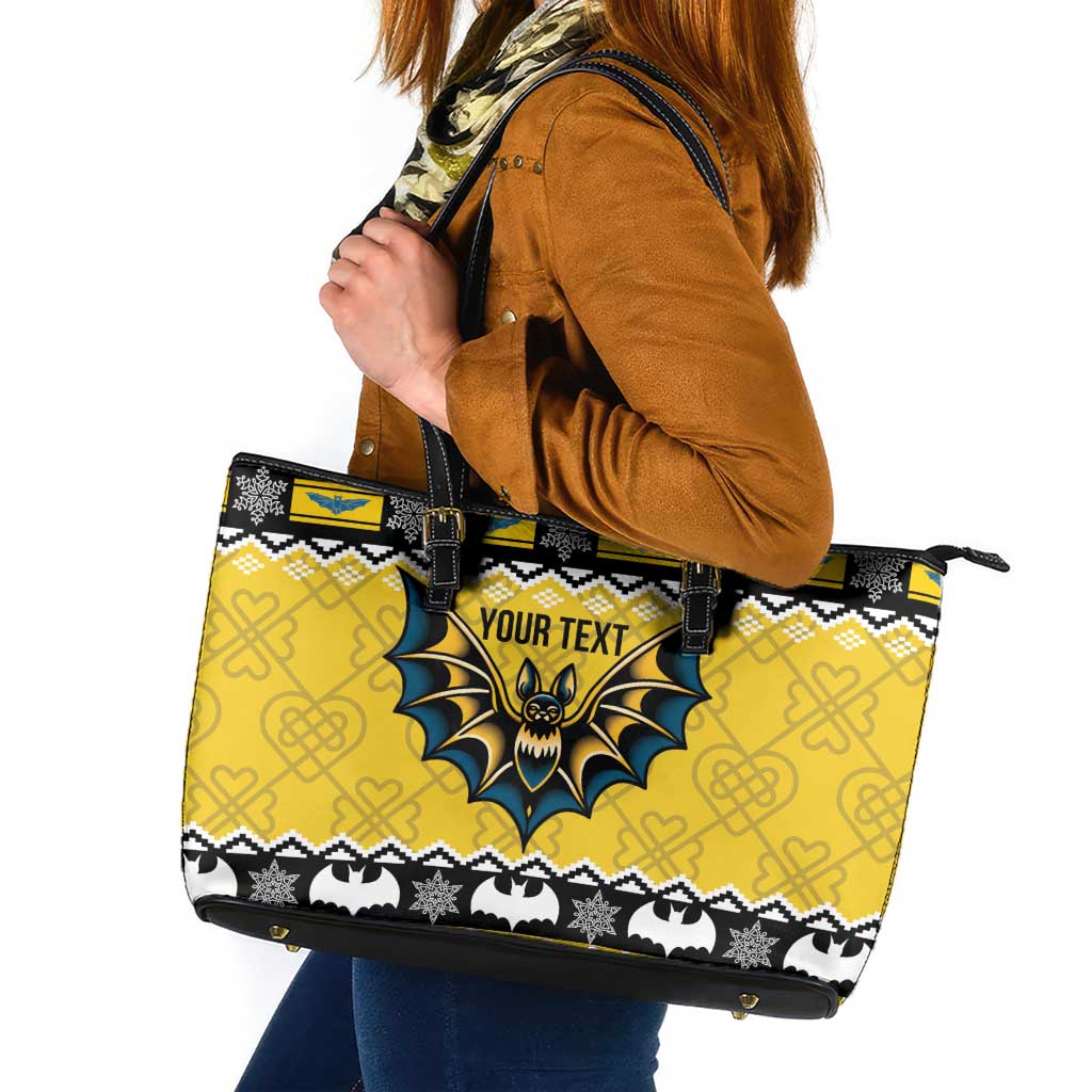 Personalized Brecknockshire Wales Christmas Leather Tote Bag Welsh Celtic Bat Design - Wonder Print Shop