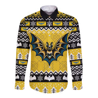 Personalized Brecknockshire Wales Christmas Long Sleeve Button Shirt Welsh Celtic Bat Design - Wonder Print Shop