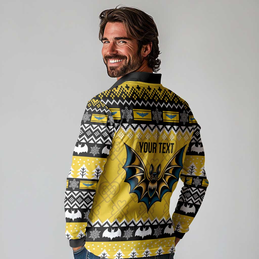 Personalized Brecknockshire Wales Christmas Long Sleeve Polo Shirt Welsh Celtic Bat Design - Wonder Print Shop
