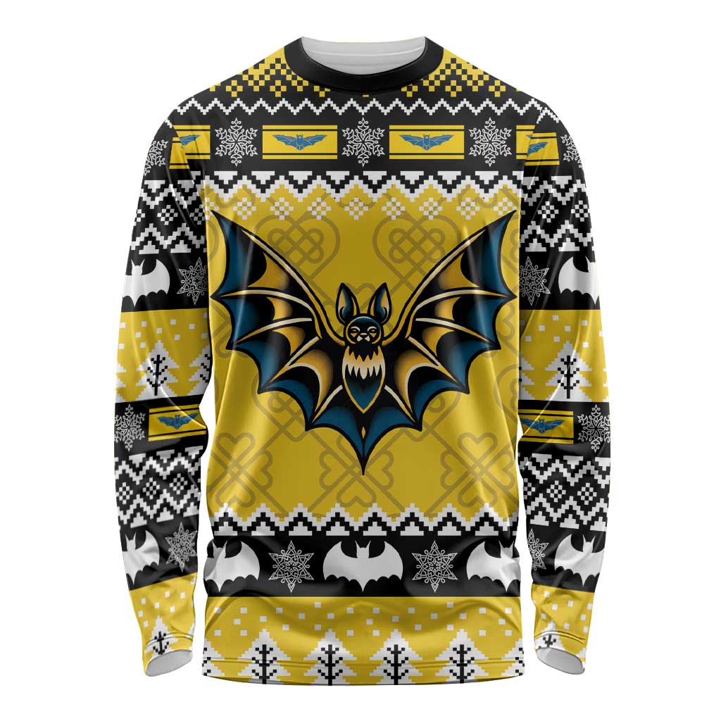 Personalized Brecknockshire Wales Christmas Long Sleeve Shirt Welsh Celtic Bat Design - Wonder Print Shop