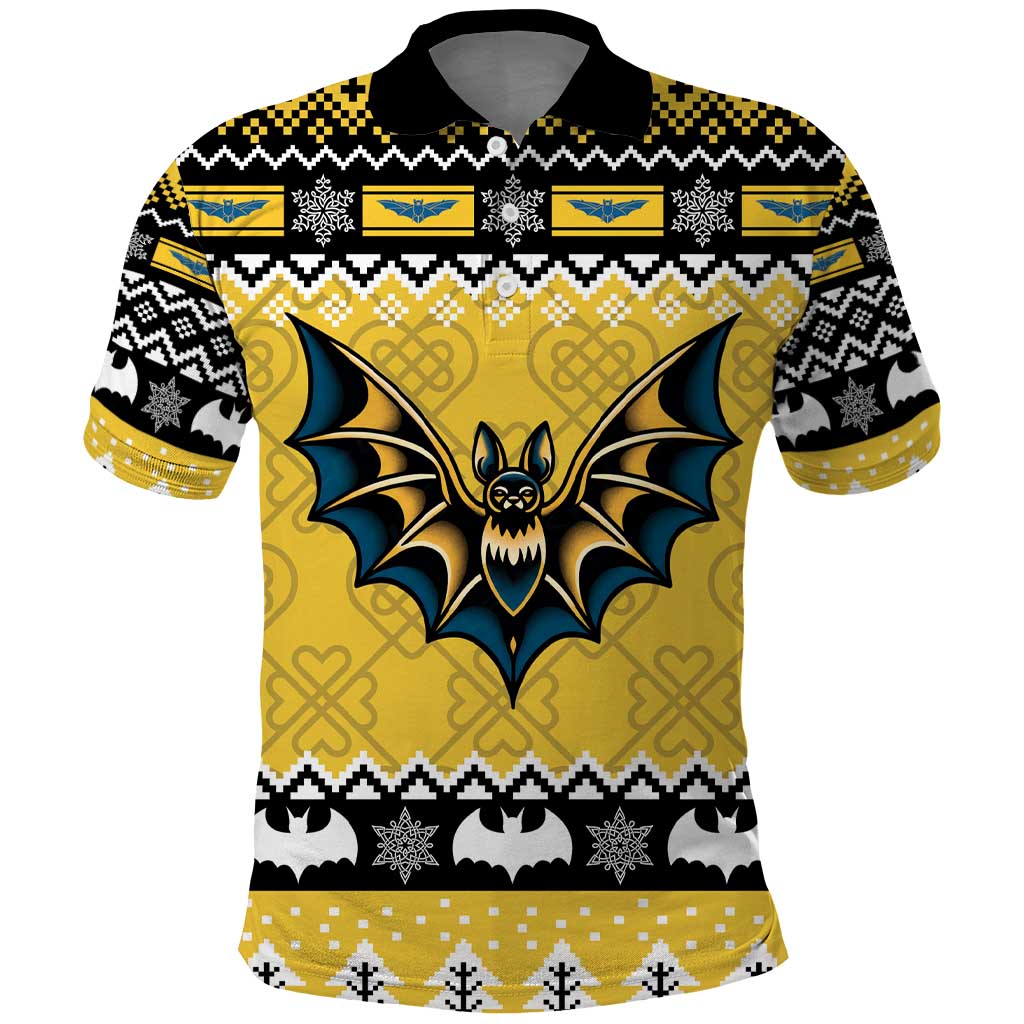 Personalized Brecknockshire Wales Christmas Polo Shirt Welsh Celtic Bat Design - Wonder Print Shop