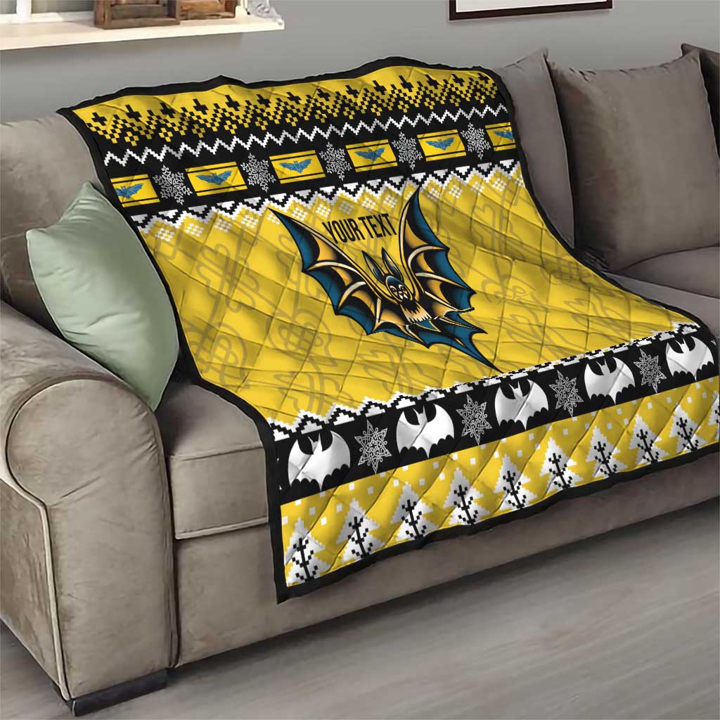 Personalized Brecknockshire Wales Christmas Quilt Welsh Celtic Bat Design - Wonder Print Shop
