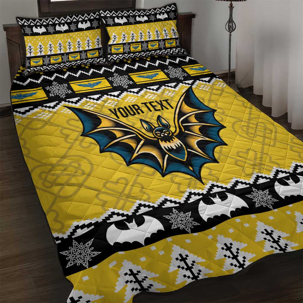 Personalized Brecknockshire Wales Christmas Quilt Bed Set Welsh Celtic Bat Design - Wonder Print Shop