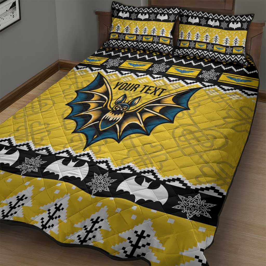 Personalized Brecknockshire Wales Christmas Quilt Bed Set Welsh Celtic Bat Design - Wonder Print Shop