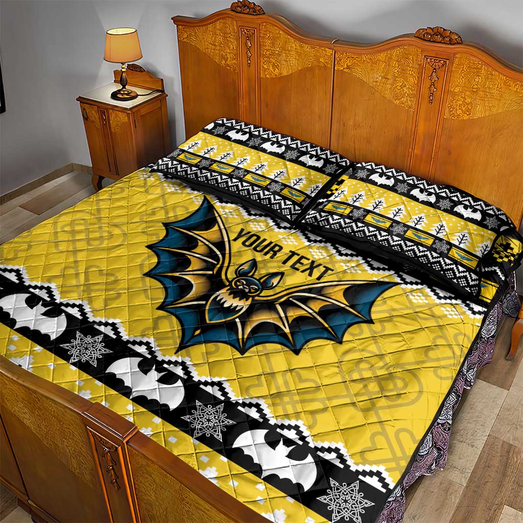 Personalized Brecknockshire Wales Christmas Quilt Bed Set Welsh Celtic Bat Design - Wonder Print Shop