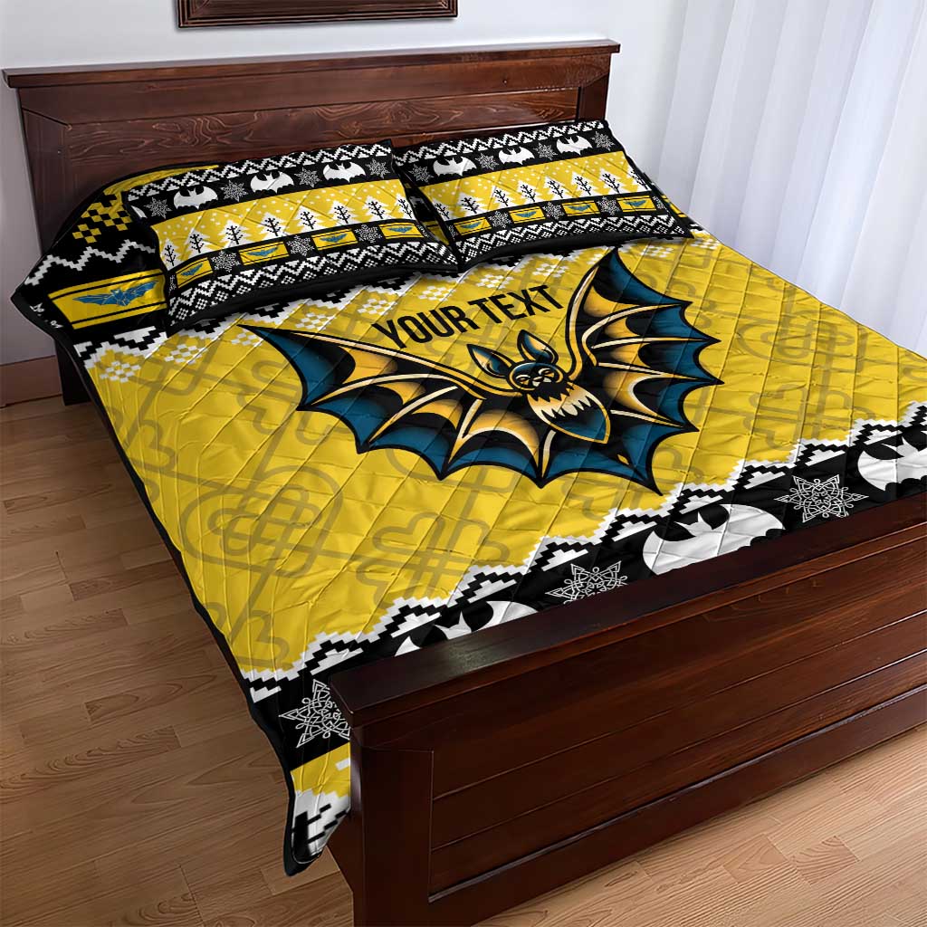 Personalized Brecknockshire Wales Christmas Quilt Bed Set Welsh Celtic Bat Design - Wonder Print Shop