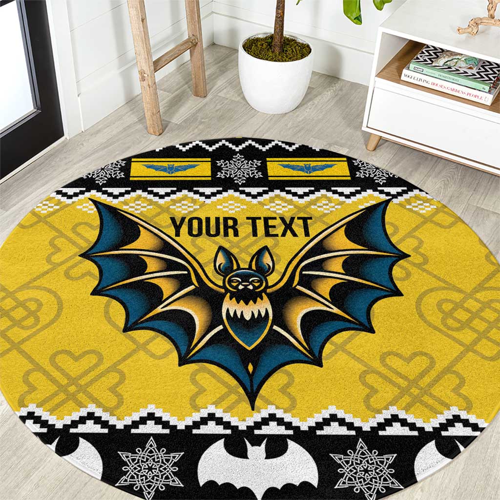 Personalized Brecknockshire Wales Christmas Round Carpet Welsh Celtic Bat Design - Wonder Print Shop