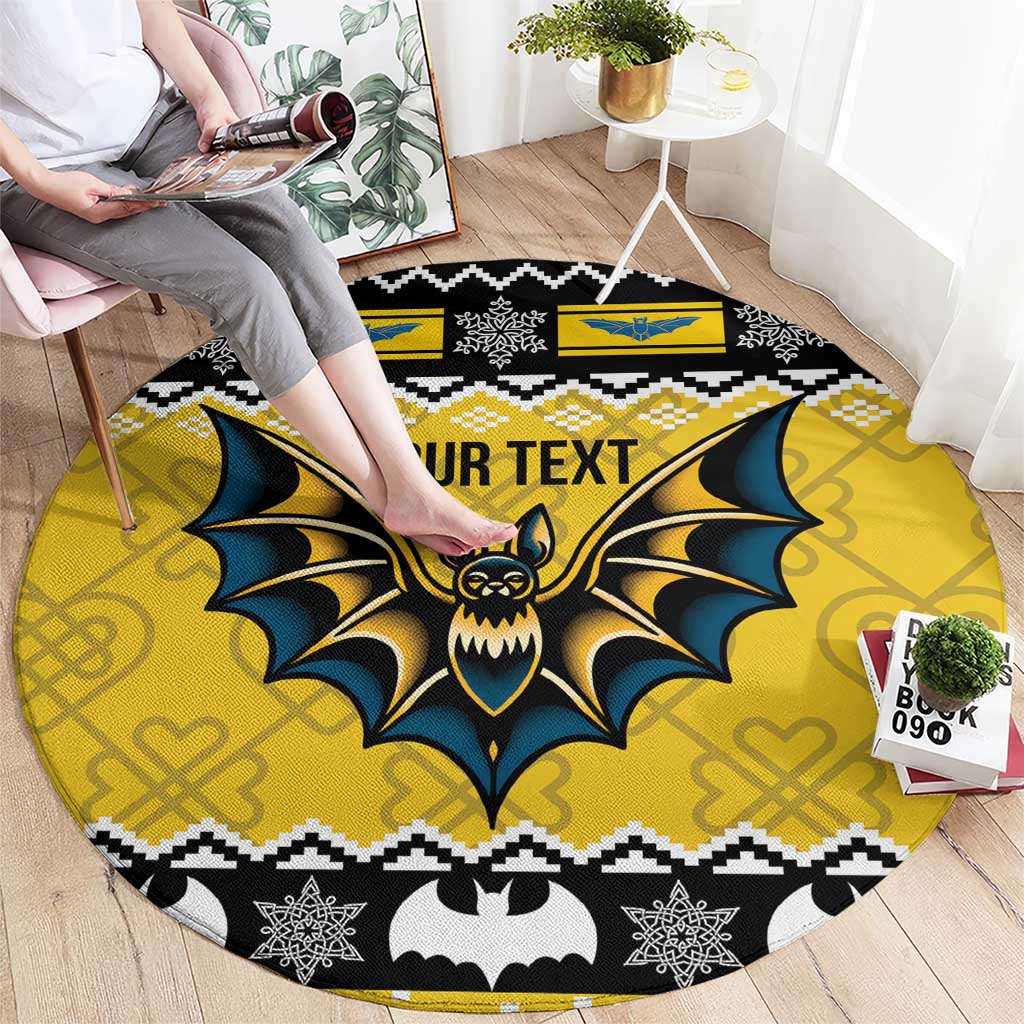 Personalized Brecknockshire Wales Christmas Round Carpet Welsh Celtic Bat Design - Wonder Print Shop