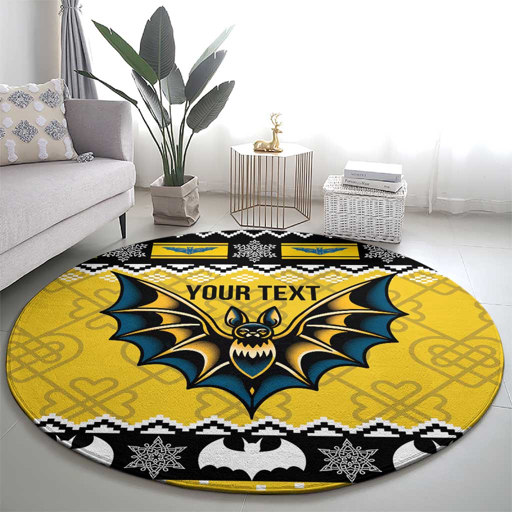 Personalized Brecknockshire Wales Christmas Round Carpet Welsh Celtic Bat Design - Wonder Print Shop